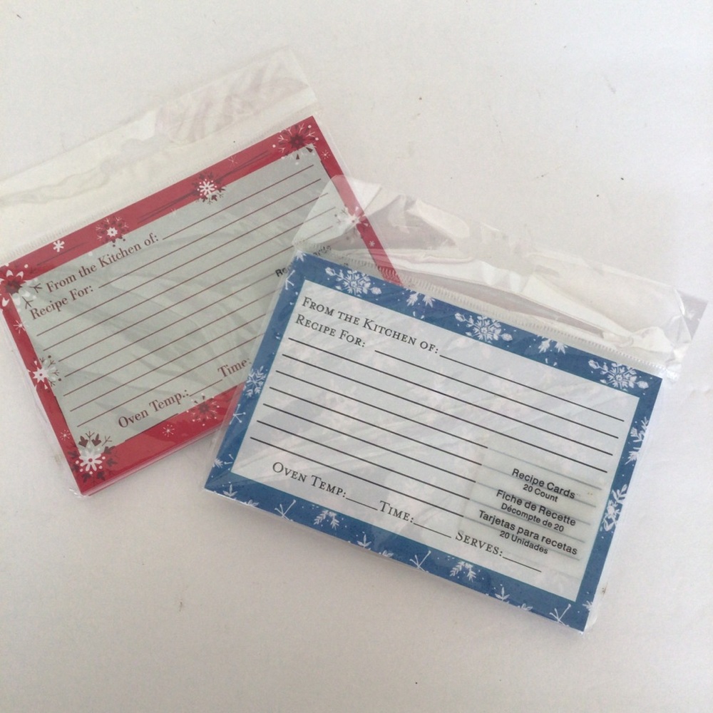 HOLIDAY RECIPE CARDS SET OF TWO NWT